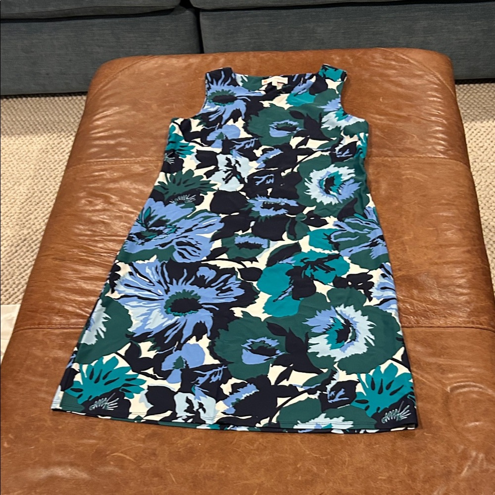 Floral Sheath Dress in Blue-Green